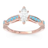 Lab Diamond Ring In 18K Rose Gold With Swiss Blue Topaz And Peridot Citrostra Marquise Antique Ring
