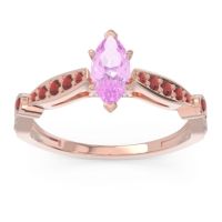 Pink Tourmaline Ring In 14K Rose Gold With Garnet And Lab Diamond Citrostra Marquise Antique Ring