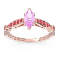 Pink Tourmaline Engagement Ring In 18K Rose Gold With Ruby And Diamond - Citrostra Marquise Antique Ring