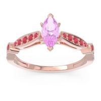 Pink Tourmaline Ring In 18K Rose Gold With Ruby And Peridot Citrostra Marquise Antique Ring