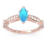 Swiss Blue Topaz Ring In 18K Rose Gold With Lab Diamond And Citrine Citrostra Marquise Antique Ring