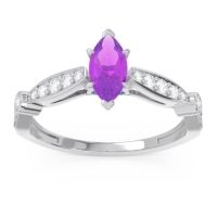 Amethyst Ring In Palladium With Diamond And Blue Sapphire Citrostra Marquise Antique Ring