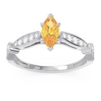 Citrine Ring In Palladium With Diamond And Swiss Blue Topaz Citrostra Marquise Antique Ring