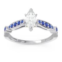 Lab Diamond Ring In 14k White Gold With Blue Sapphire And Citrine Citrostra Marquise Antique Ring