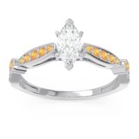 Lab Diamond Ring In Palladium With Citrine And Amethyst Citrostra Marquise Antique Ring