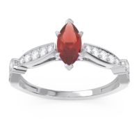 Garnet Ring In 18k White Gold With Lab Diamond And Amethyst Citrostra Marquise Antique Ring