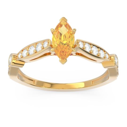 Art Deco Pave Marquise Citrostra Ring