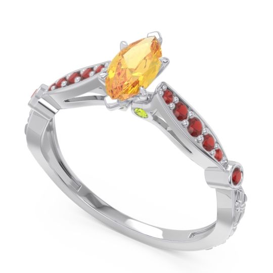 Art Deco Pave Marquise Citrostra Ring