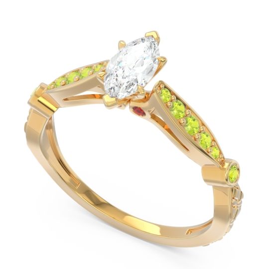 Art Deco Pave Marquise Citrostra Ring