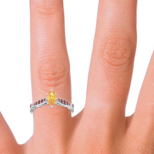 Art Deco Pave Marquise Citrostra Ring