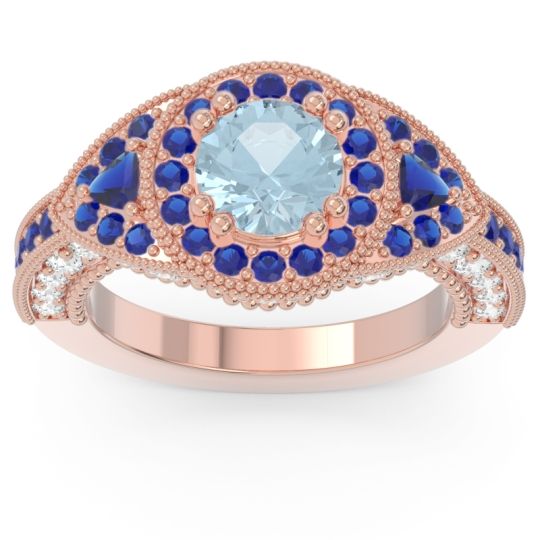 Ornate Halo Three Stone Harmya Ring