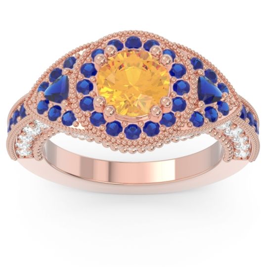 Ornate Halo Three Stone Harmya Ring