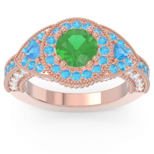 Ornate Halo Three Stone Harmya Ring