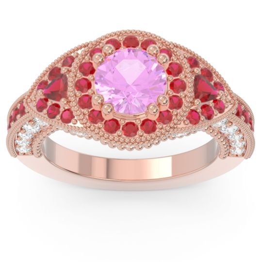 Ornate Halo Three Stone Harmya Ring