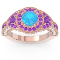 Ornate Halo Three Stone Harmya Ring