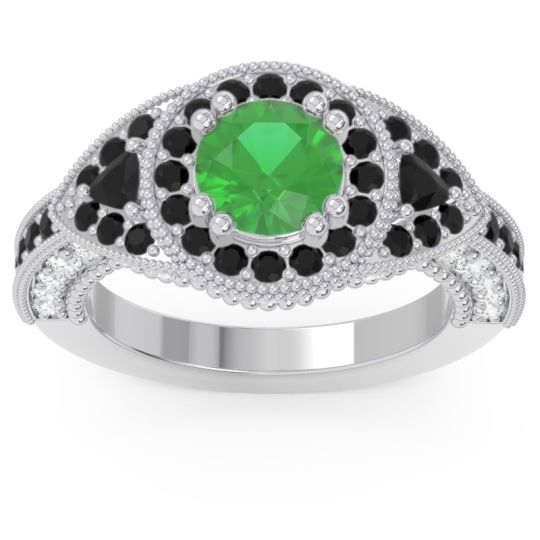 Ornate Halo Three Stone Harmya Ring