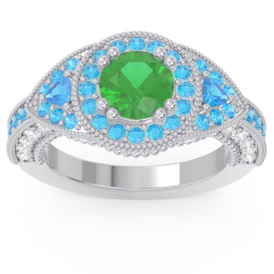 Ornate Halo Three Stone Harmya Ring