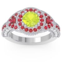 Ornate Halo Three Stone Harmya Ring