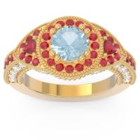 Ornate Halo Three Stone Harmya Ring