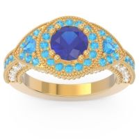 Ornate Halo Three Stone Harmya Ring
