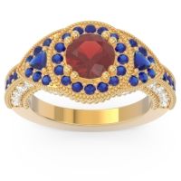 Ornate Halo Three Stone Harmya Ring