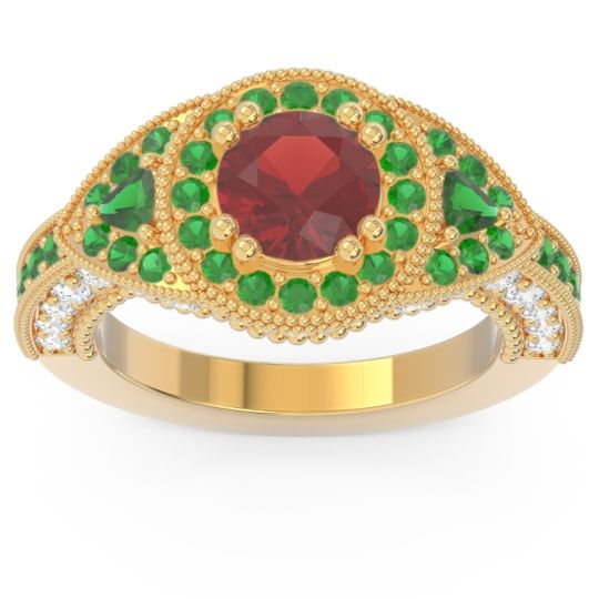 Ornate Halo Three Stone Harmya Ring