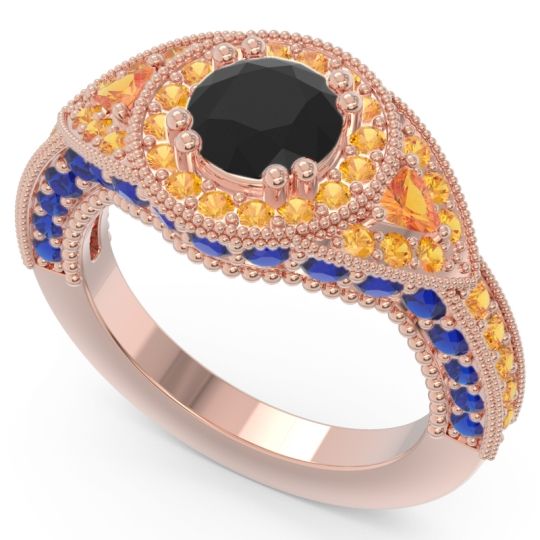 Ornate Halo Three Stone Harmya Ring