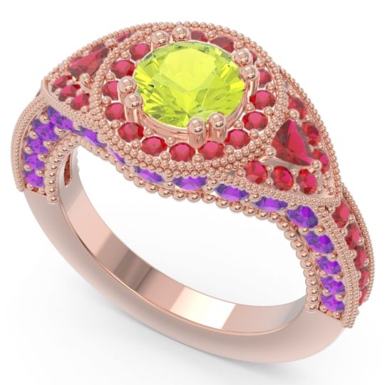 Ornate Halo Three Stone Harmya Ring