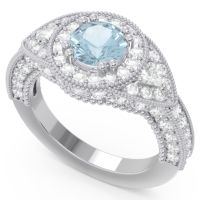 Ornate Halo Three Stone Harmya Ring