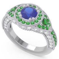 Ornate Halo Three Stone Harmya Ring