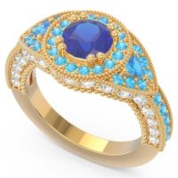Ornate Halo Three Stone Harmya Ring