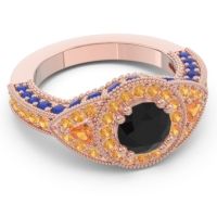 Ornate Halo Three Stone Harmya Ring