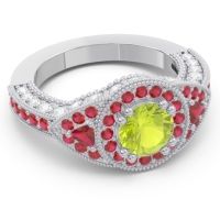 Ornate Halo Three Stone Harmya Ring