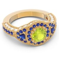 Ornate Halo Three Stone Harmya Ring