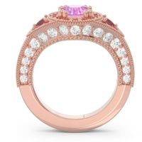 Ornate Halo Three Stone Harmya Ring