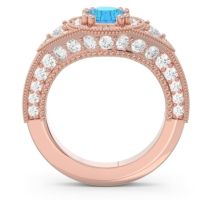 Ornate Halo Three Stone Harmya Ring