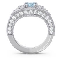 Ornate Halo Three Stone Harmya Ring