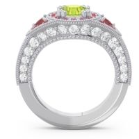 Ornate Halo Three Stone Harmya Ring