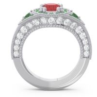 Ornate Halo Three Stone Harmya Ring