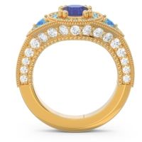 Ornate Halo Three Stone Harmya Ring