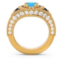 Ornate Halo Three Stone Harmya Ring