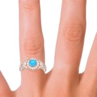 Ornate Halo Three Stone Harmya Ring
