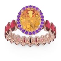 Ornate Halo Oval Rajakula Ring