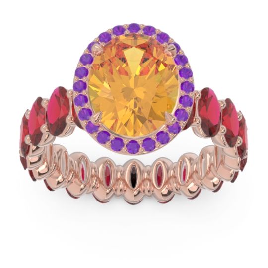 Ornate Halo Oval Rajakula Ring