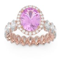 Pink Tourmaline Engagement Ring In 14K Rose Gold With Diamond - Rajakula Oval Halo Ring