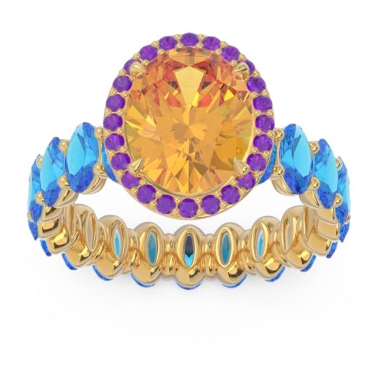 Ornate Halo Oval Rajakula Ring