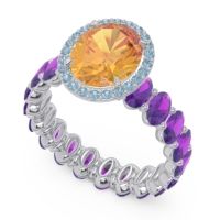 Ornate Halo Oval Rajakula Ring