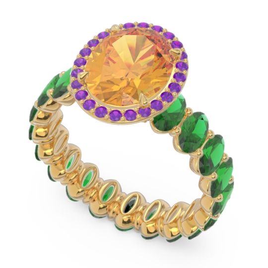 Ornate Halo Oval Rajakula Ring