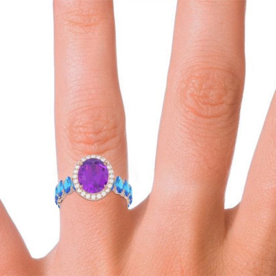 Ornate Halo Oval Rajakula Ring