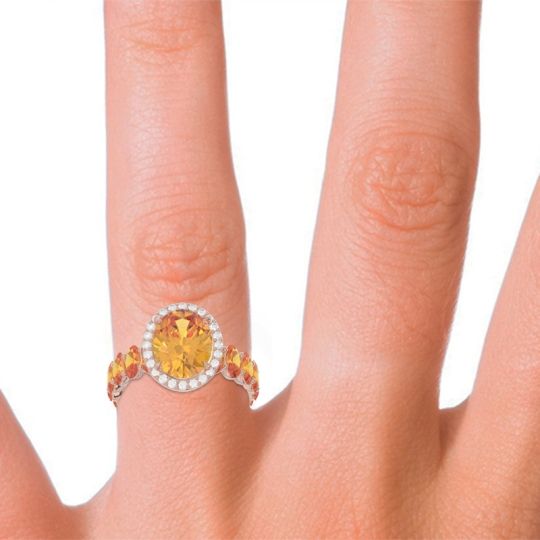 Ornate Halo Oval Rajakula Ring